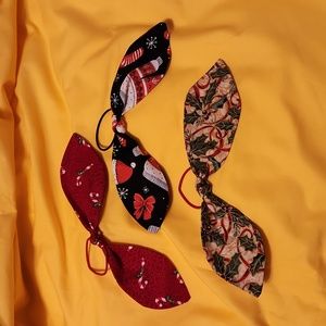 Christmas Stocking  stuffer! Handmade Cotton Hair Bows - set of 3.